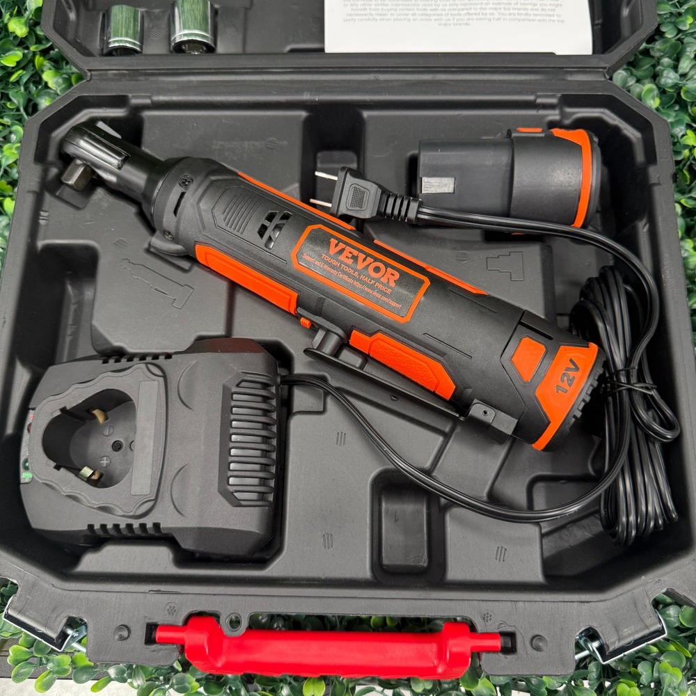 VEVOR 12V Cordless Ratchet Wrench Kit Electric Power Tool with Battery & Sockets